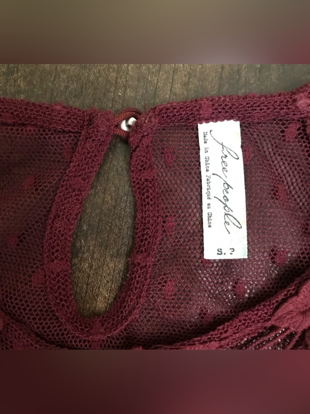 Free People ‘Stars Align’ Sheer Swiss Dot Swing Top in Wine Red size Small - Picture 12 of 13